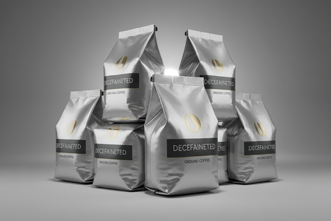 Decaffeinated ground coffee silver packs