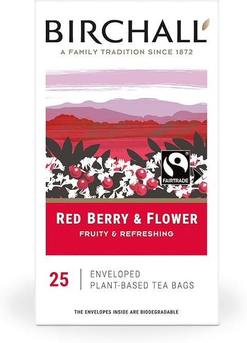 Birchall Red Berry & Flower Tea 1 Pack of 25 Enveloped Plant-Based Tea Bags