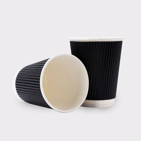 8oz Black ripple double wall paper cup x 500