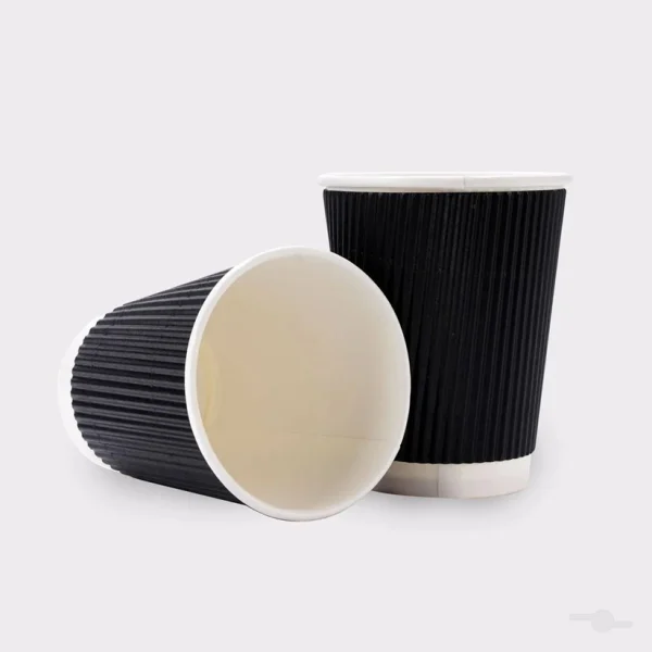 Black ripple double wall takeaway coffee cups